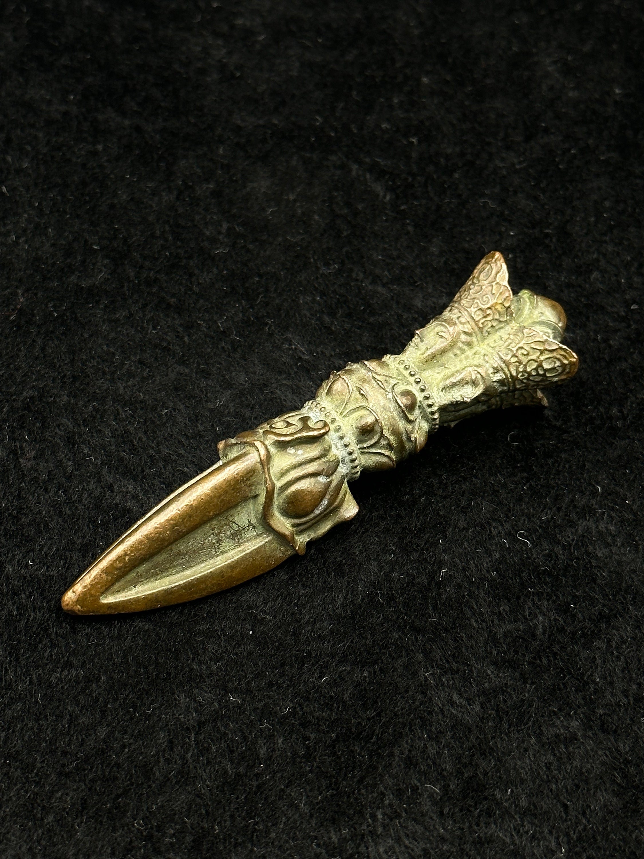 Amuleto Buddhista Tibetano Dorje Vajra In Ottone - Decorazione Spirituale E Da Collezione - Foto 9