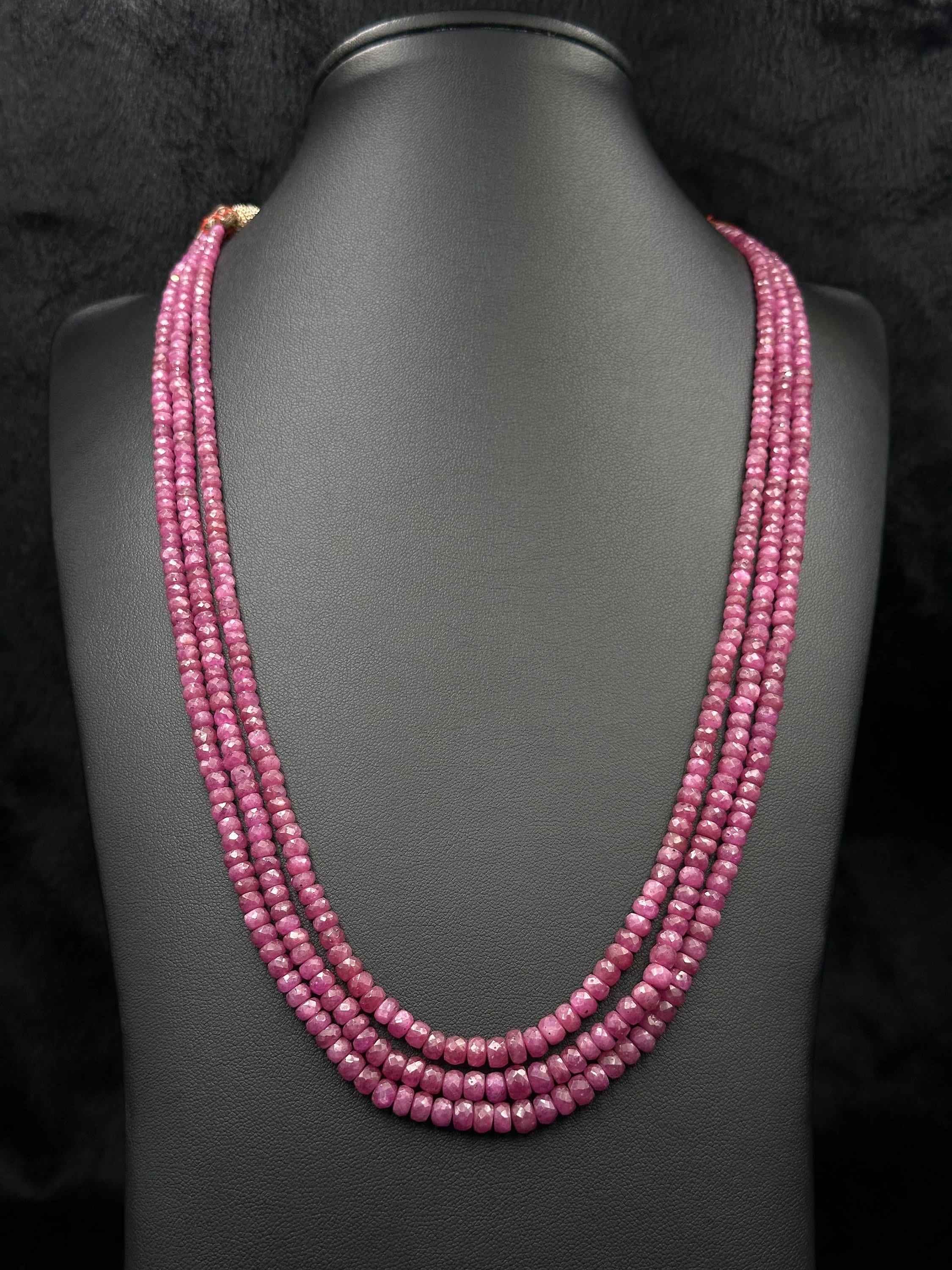Beautiful Faceted Natural Ruby Handmade Adjustable Beaded Necklace