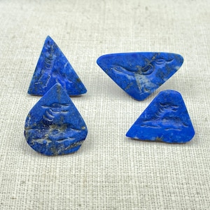 Orientalischer 4 Stück Antiker Einzigartiger Lapislazuli Intaglio Wundervoller Stempel Anhänger