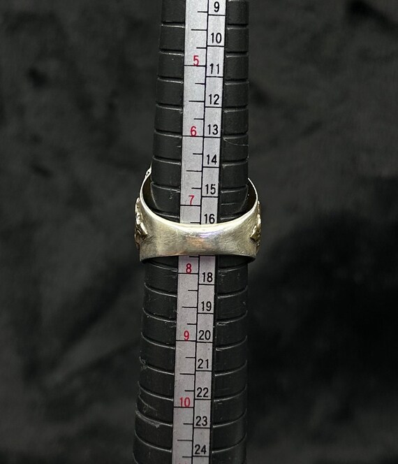 Solid Silver And Gold Plated Ancient Ring With In… - image 6