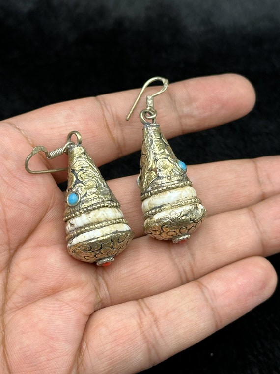 Vintage Tibetan Nepalese Beautiful Earring With N… - image 4