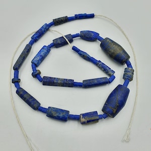 Genuine Beautiful Unpolished Old Near Eastern Natural Lapis Lazuli Beads Strand With a Pendant