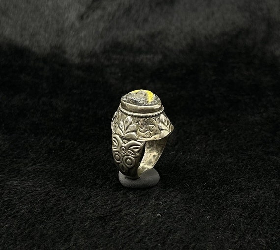 Ancient Roman Style Solid Silver Ring with Mosaic… - image 1