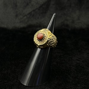 Beautiful Design Brass Old Near Eastern Unique Ring With Old Carnelian Stone