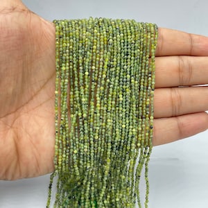 2mm Natural Good Quality Green Jade Faceted Strands For Jewelry Making Loose Beads