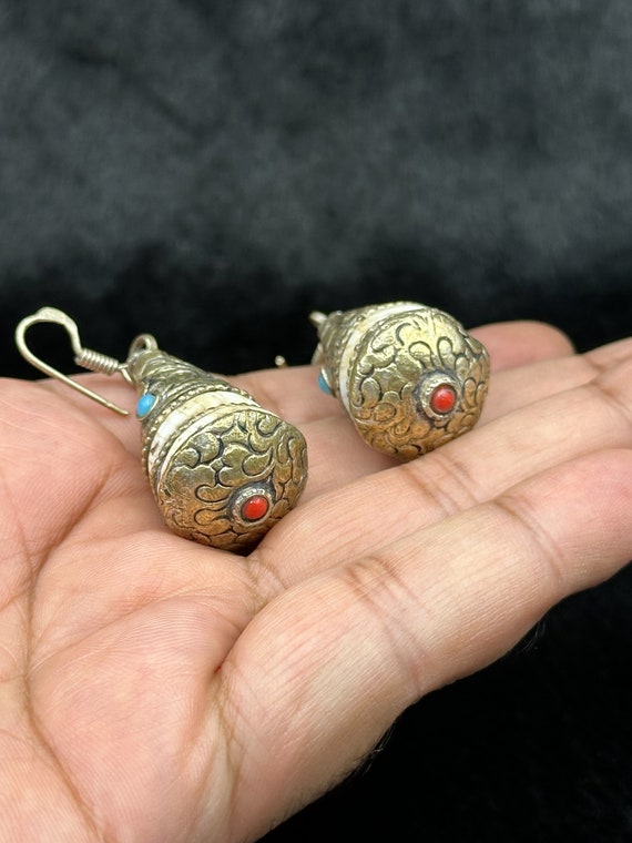 Vintage Tibetan Nepalese Beautiful Earring With N… - image 3