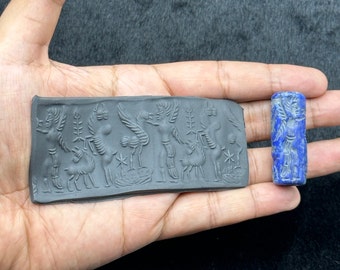 古代バクトリア ラピスラズリ 『弓を打つ人々』円筒印章シリンダーシール印材提げ物 古代バクトリア ラピスラズリ 『弓を打つ人々』円筒印章シリンダー