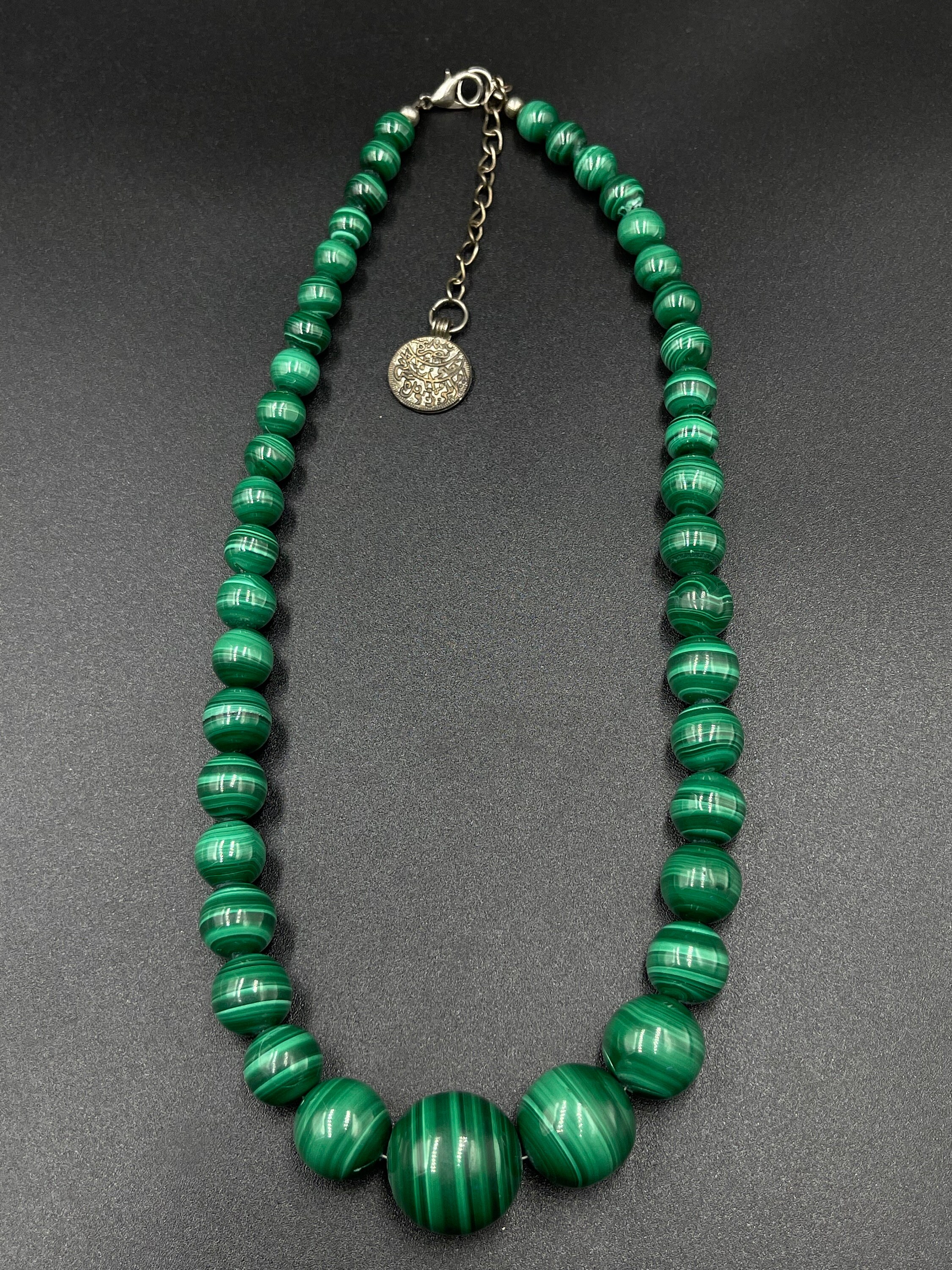 Perlina Ovale 13x18mm 18 Pollici Fatta A Mano Vintage Collana In Perle Di Malachite Naturale Verde, Pietra Ovale 13x18 Mm, Lunghezza 18 Pollici, Senza