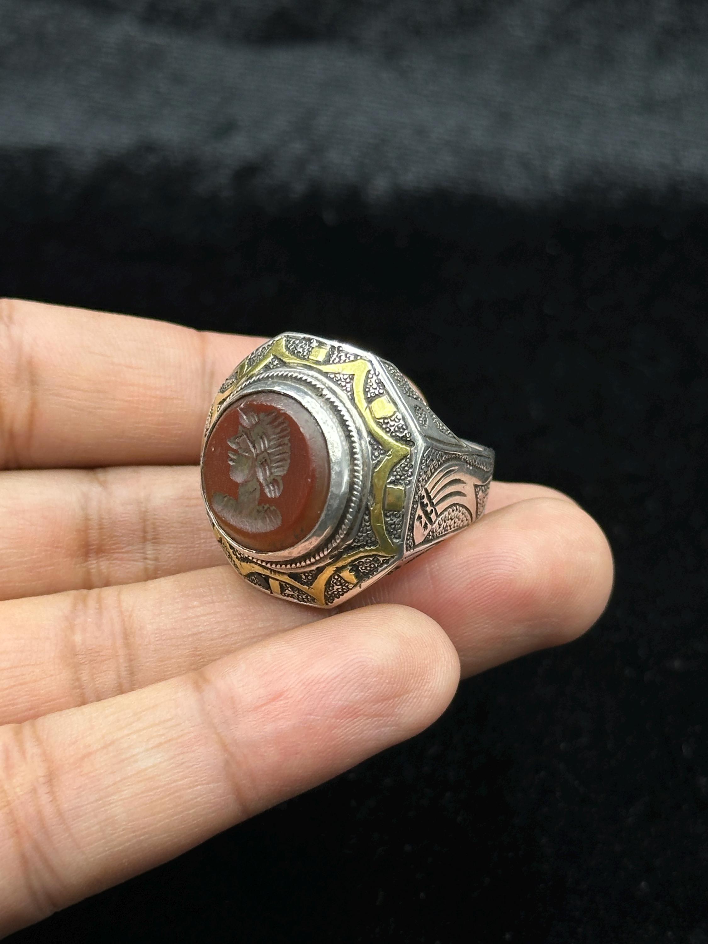 Ancient Roman Intaglio Ring, King Carnelian, Sterling Silver - Etsy