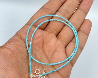 Beautiful Color Natural Turquoise Small Tiny Seed Beads Handmade Necklace