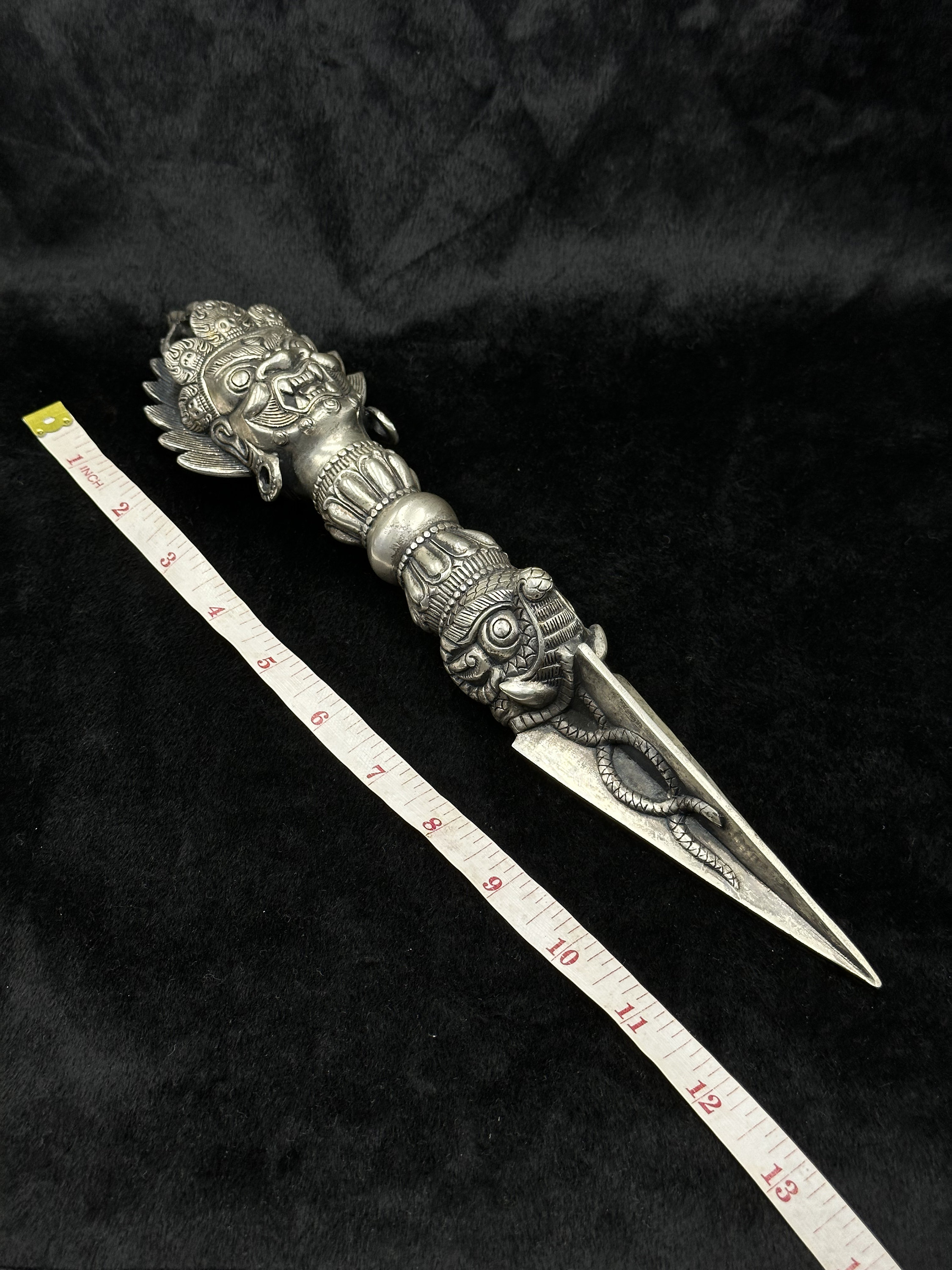 Huge Vintage Tibetan Buddhism Silver Mahakala Wrathful Deity