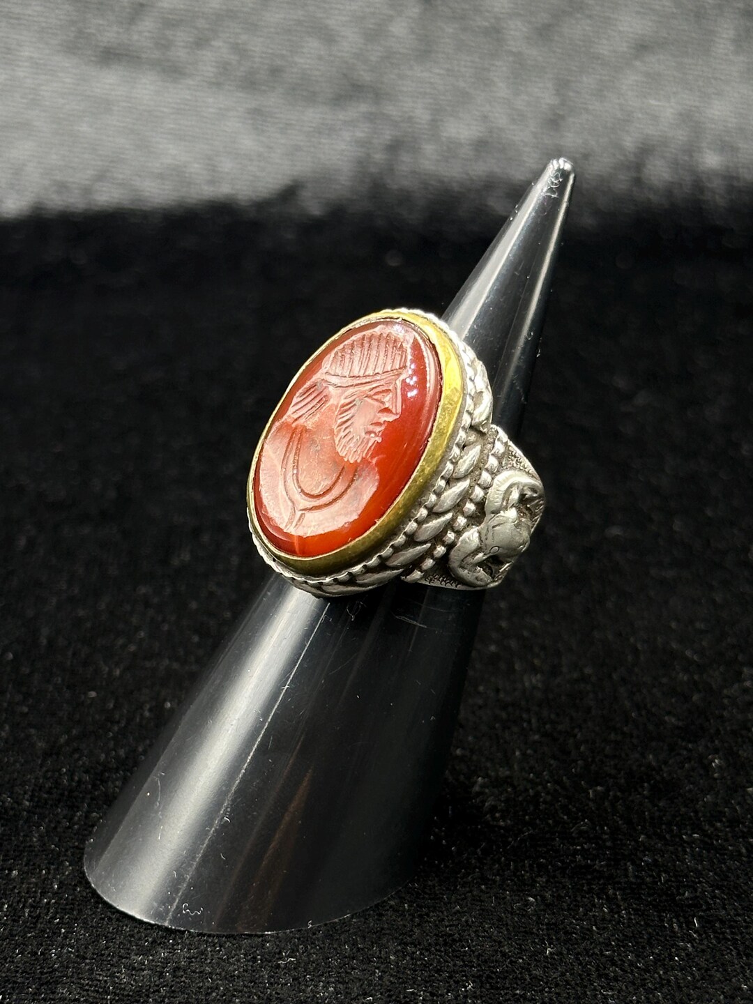 Rare Ancient Sterling Silver Roman Ring With Intaglio Natural Carnelian ...