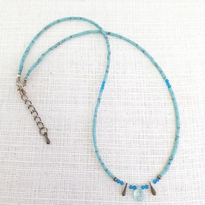 Free Shipping Worldwide Beautiful Apatite Blue Agate & Howlite Small Tiny Seed Beads Handmade Necklace