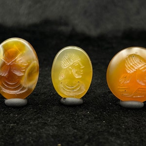 3 pezzi Antico Vicino Oriente Sasanide Pietra Corniola Bella Timbro Sigillo Intaglio