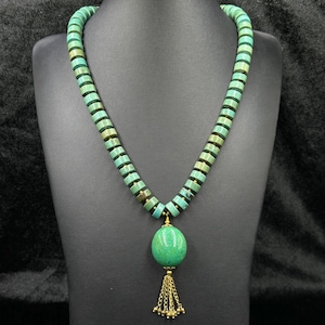 22 Inches Amazing Handmade Tibetan Natural Turquoise Stone Beaded Necklace