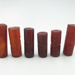 6 Pieces Ancient Near Eastern Rare Sassanian Carnelian Stone Intaglio Beads
