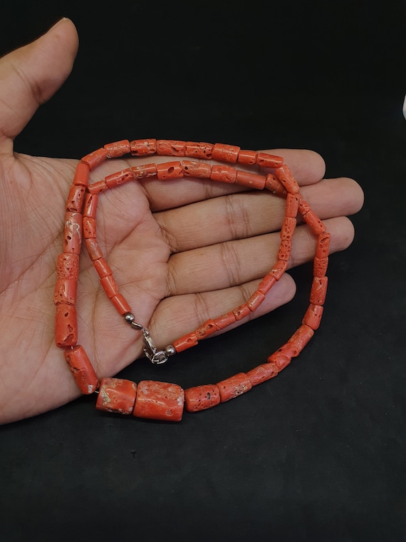 Ancient Beautiful Old Red Natural Coral Beads Nec… - image 1