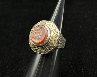 Antike römische Intaglio Ring, Königs Karneol, Sterling Silber