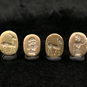 Antico Sasanide Vecchio Bella Calce Vera Pietra Sigillo Calcografico Timbro 4 Perle