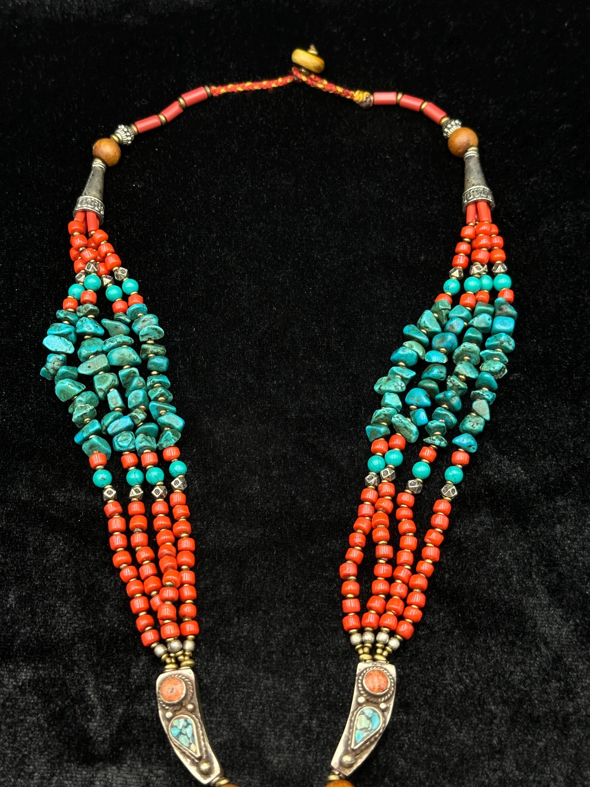 Vintage Tibetan Beautiful Design Necklace With Natural