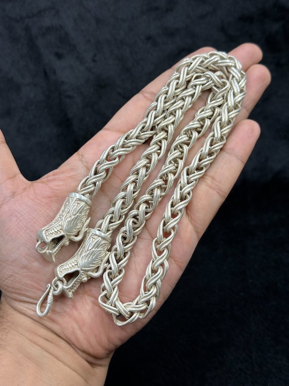 Collana Tibetana In Argento Con Drago, Catena Serpente 20 Pollici, Fatta A Mano, UK