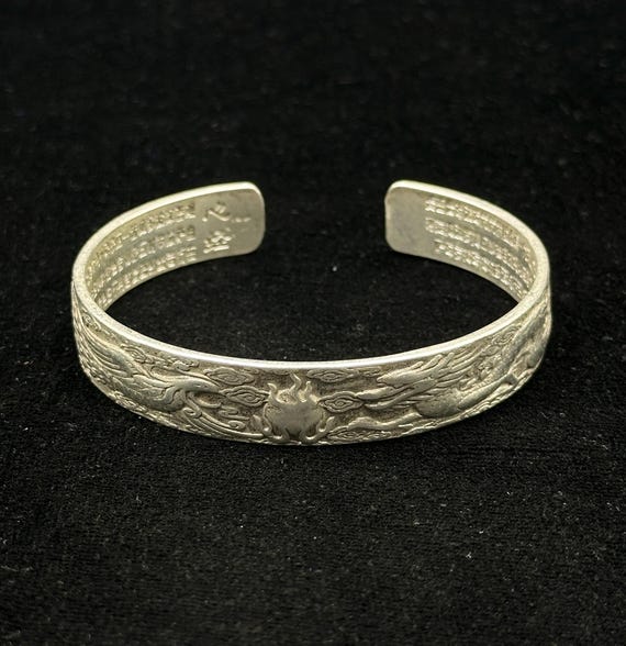 OLD   BANGLE ブレスレット シルバー Vintage Tibetan Silver Dragon Bangle, Adjustable Handmade Bracelet