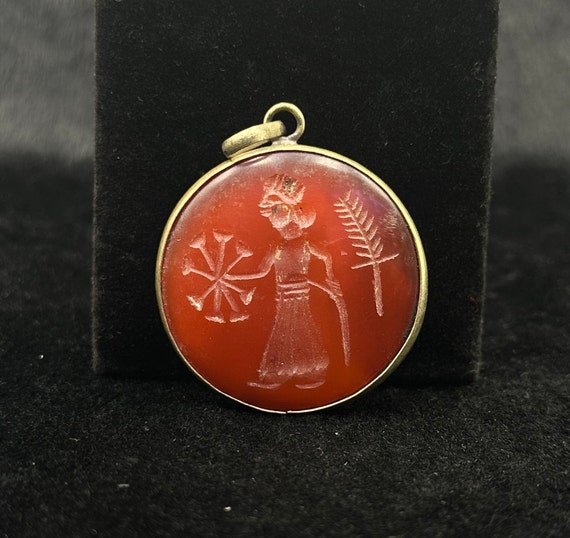 Beautiful Antique Near Eastern Silver Pendant Wit… - image 1