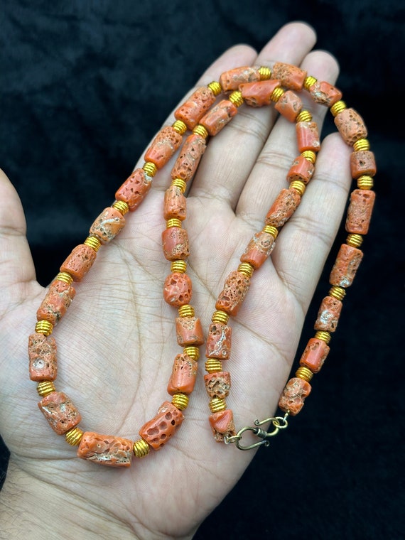 Ancient Beautiful Red Natural Coral And 18k Gold … - image 5