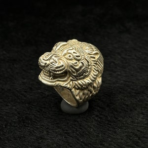 Beautiful Vintage Tibetan Silver Unique Handmade Ring With Tiger Head