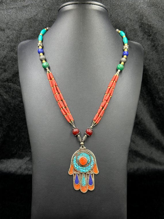 3 Colliers Tibétains – Corail, Turquoise, Lapis – 30€ Pièce – Neuf Sans Emballage
