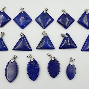 100% Natural Good Quality Lapis Lazuli Stone Triangle Square And Oval Shape Pendant