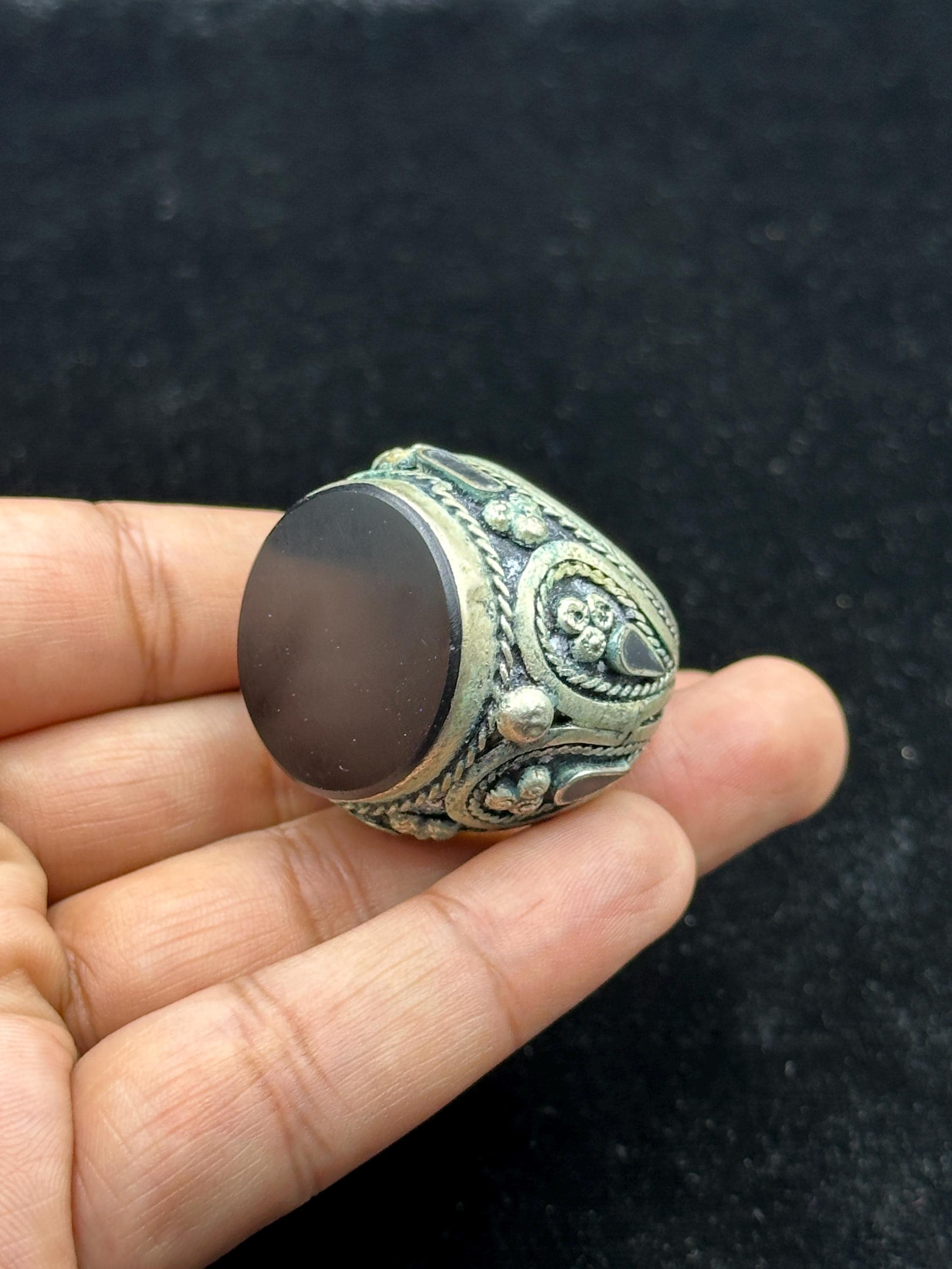 Rare Old Afghanistan Ring With Black Agate Stone, Size 8.5 - Etsy