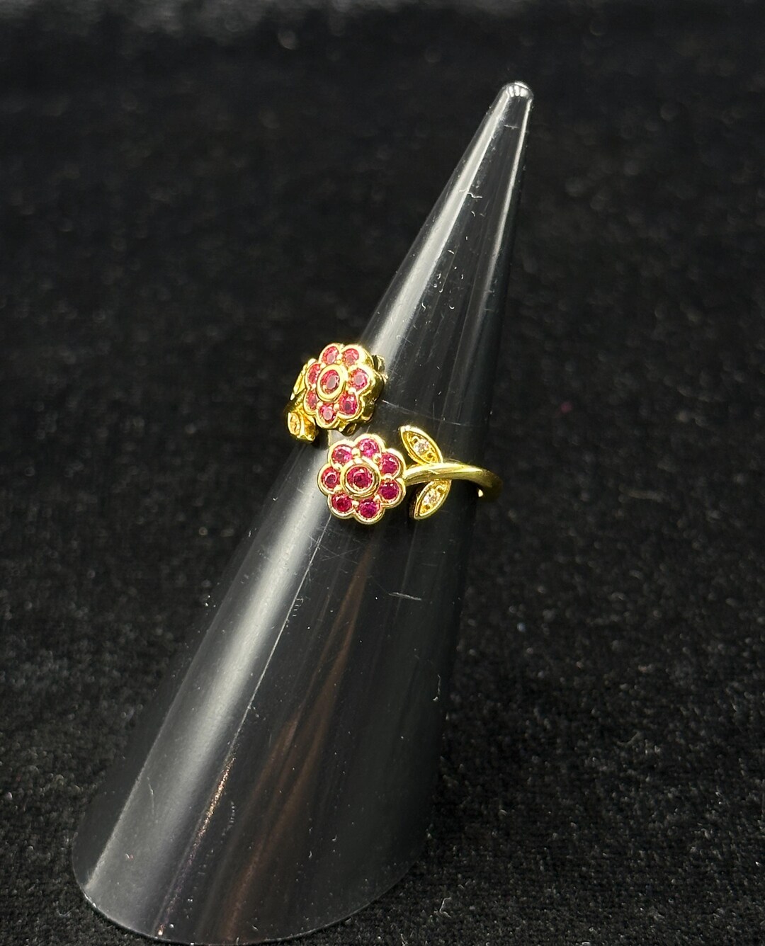 Adjustable Victorian Style Ruby Stone 18k Gold Plated on Silver ...