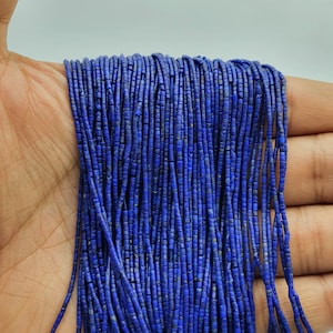 Hilo de cuentas heishi diminutas de lapislázuli natural de 1 mm de buena calidad para hacer joyas, cuentas sueltas.