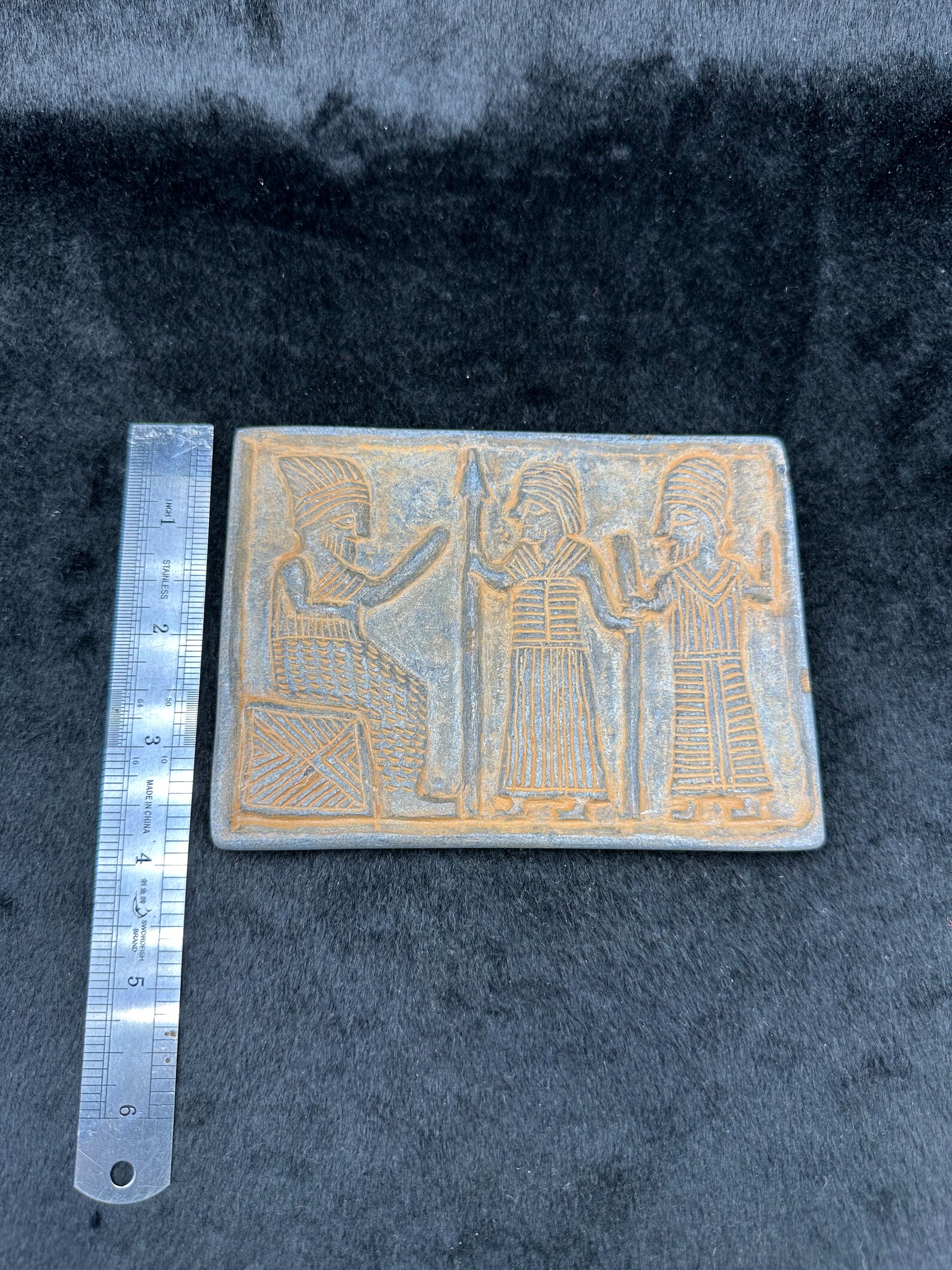 Ancient Sassanian Rare Authentic Stone Tablet With King and Servant ...