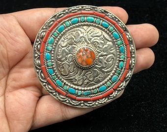 Southwest Mexican Alpaca Silver W/genuine Turquoise & Coral  display picture 3