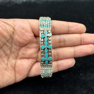 Vintage Tibetan Nepalese Handmade Ethnic Bracelet With Turquoise Stone