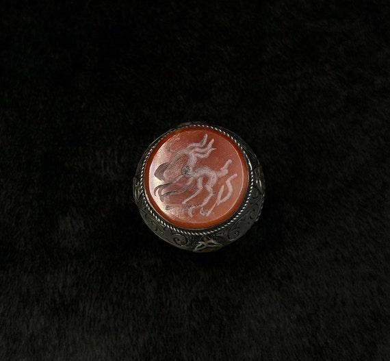 Huge Ancient Solid Silver Near Eastern Ring With … - image 3
