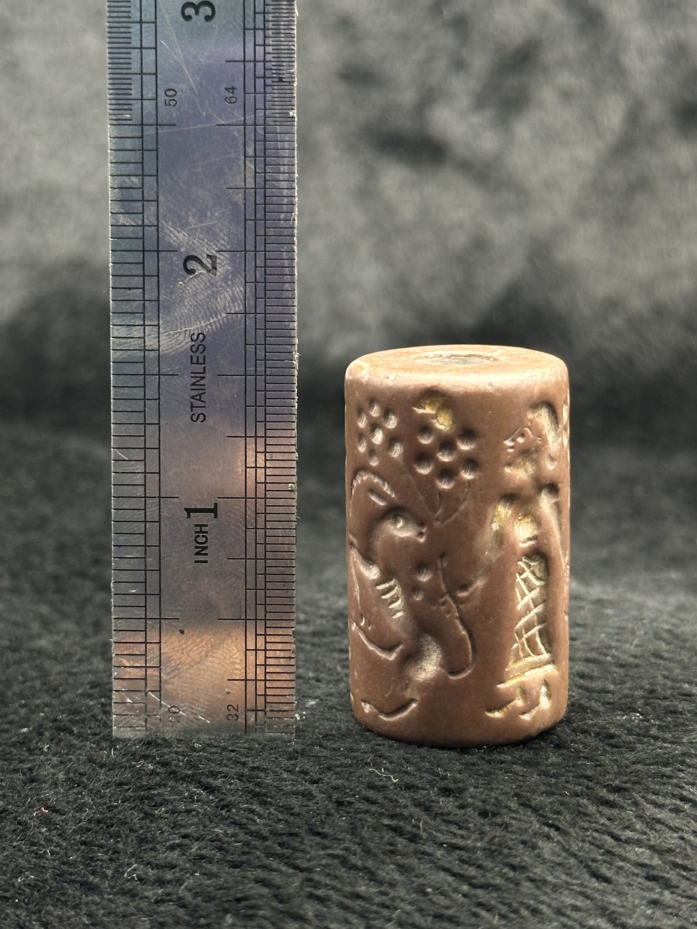古代シュメールの円筒印章、ジャスパーストーン、バビロンインタリオ