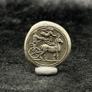 Ancient Roman Greek King Riding Horse Foreign Coin With Mythical Animal