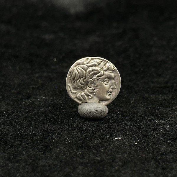 Very Beautiful Ancient Solid Silver Greek Authentic Coin Intaglio