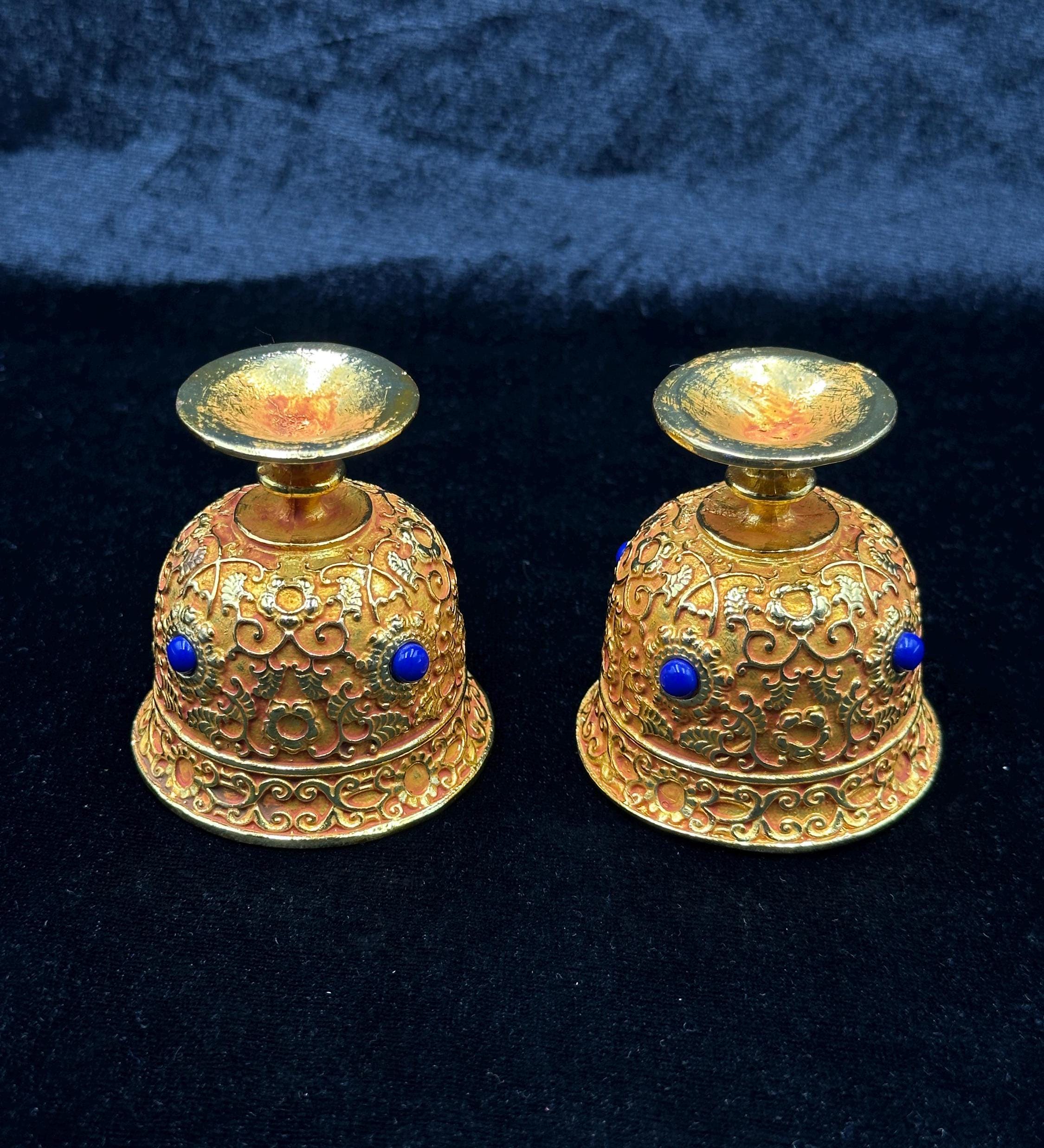 Ancient Roman 18k Gold Plated Bronze Rare Drinking Rhyton With Lapis ...