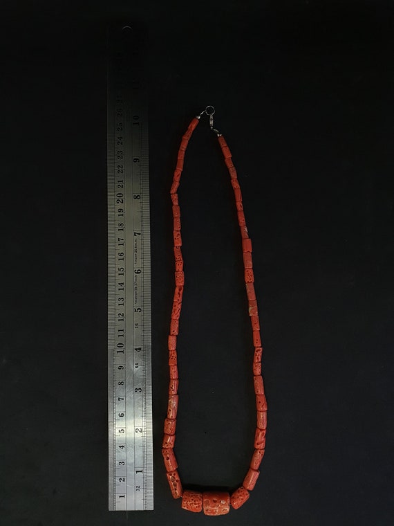 Ancient Beautiful Old Red Natural Coral Beads Nec… - image 6