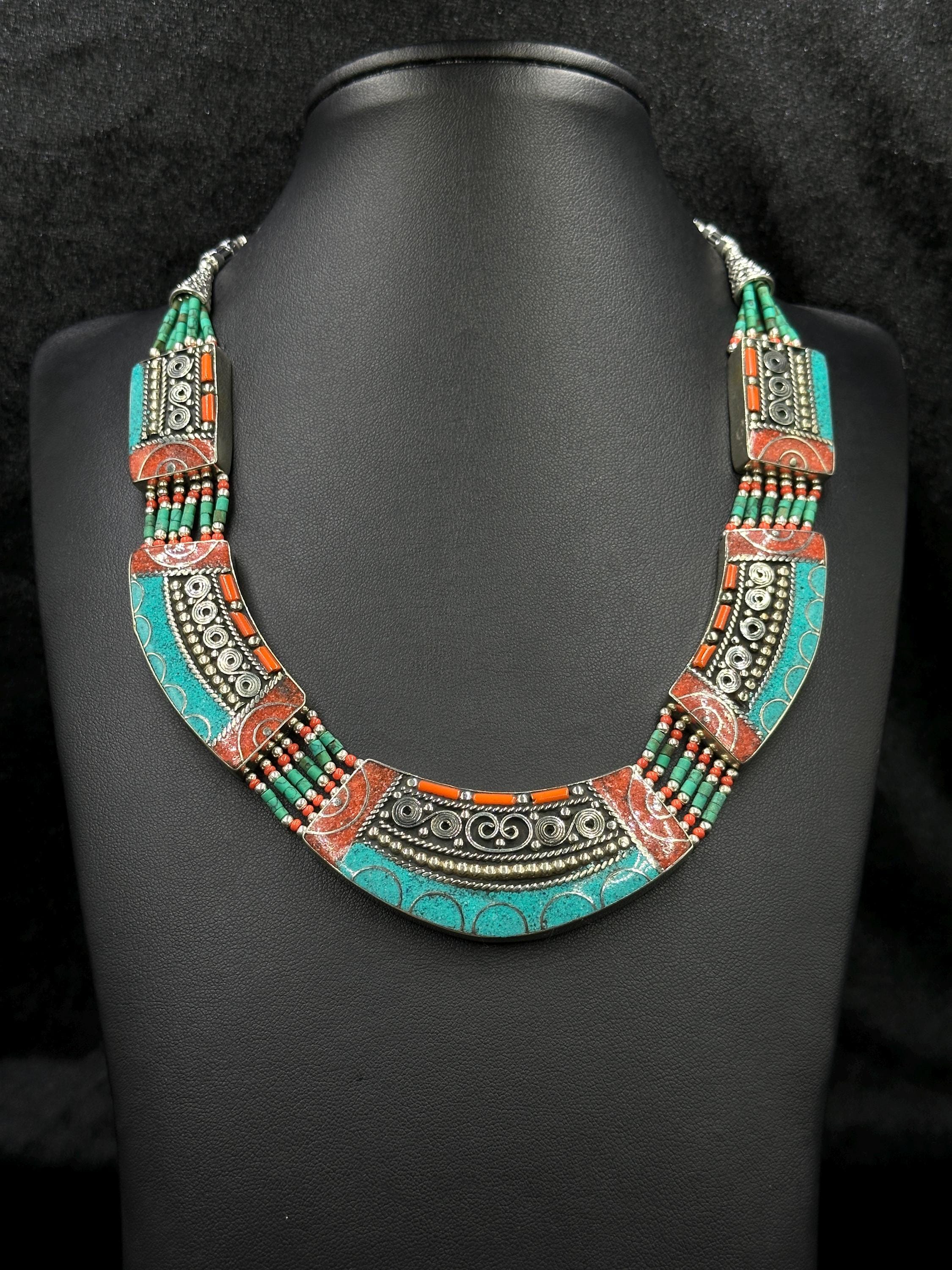 Buy Vintage Tibetan Necklace With Turquoise and Coral Online in