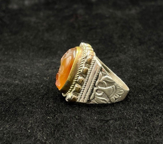 Rare Ancient Roman Sterling Sliver Ring With Inta… - image 2