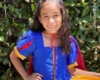 Snow White Inspired Princess Dress: Ball Gown with Cape & Headband