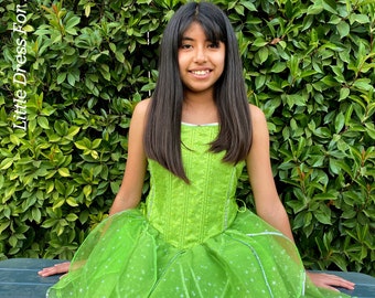 Fairy Tinkerbell Dress/Disney Tinkerbell Fairy Girl Dress Inspired Costume/ Ball Gown Style for Toddler, Child, Girl/Green Tinkerbell Dress