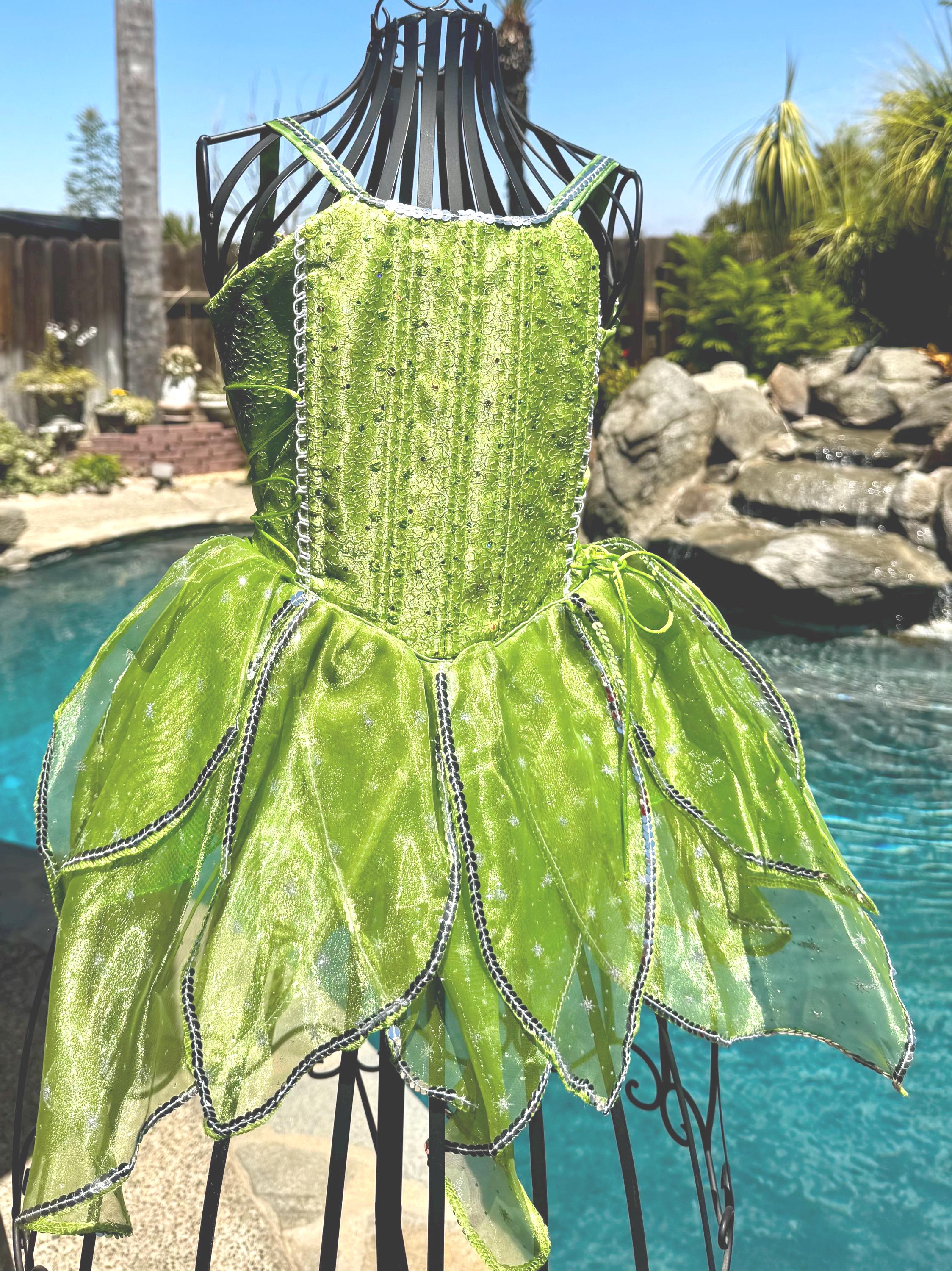 green glitter dress tinkerbell Inspired Fairy Dress, Ball Gown Costume, Princess Party Wear dress_type_Homecoming Dresses