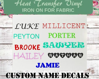 Custom Name Iron On, Personalized Name Iron On, Name Iron On, Custom Name Decal, Shirt Name, Birthday Shirt Name Iron On, Back To School,