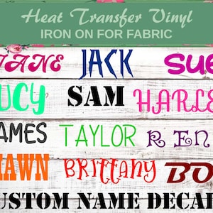Custom Name Iron On, Personalized Name Iron On, Name Iron On, Custom Name Decal, Shirt Name, Birthday Shirt Name Iron On, Back To School,